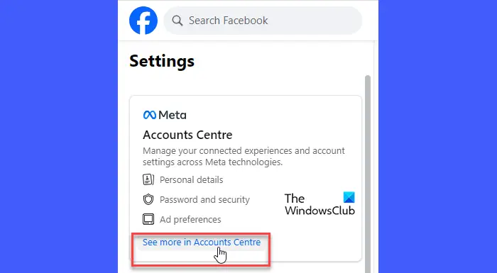 Meta Account Centre Settings