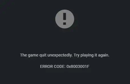 NVIDIA Error Code 0x8003001F