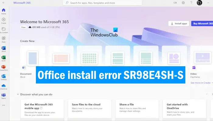 Office install error SR98E4SH-S
