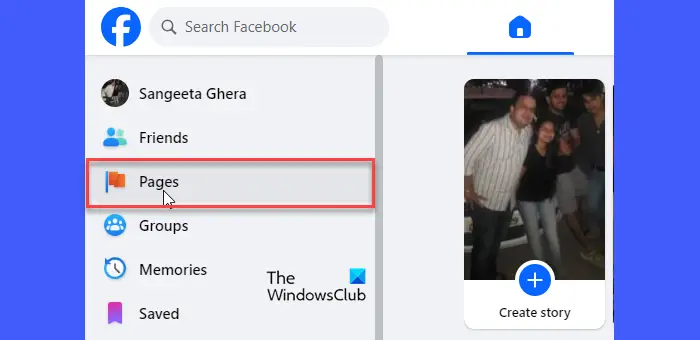 Pages option in Facebook