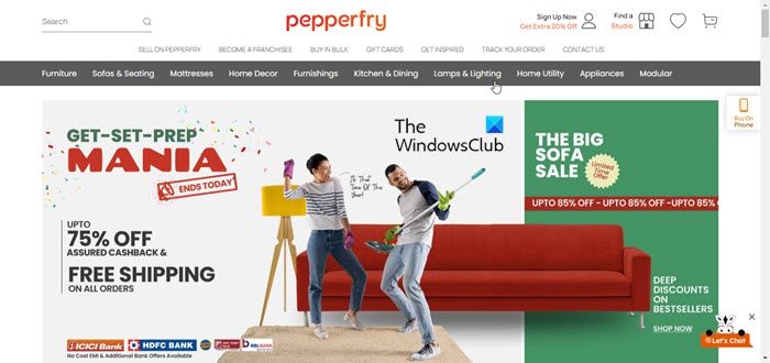 Pepperfry Homepage