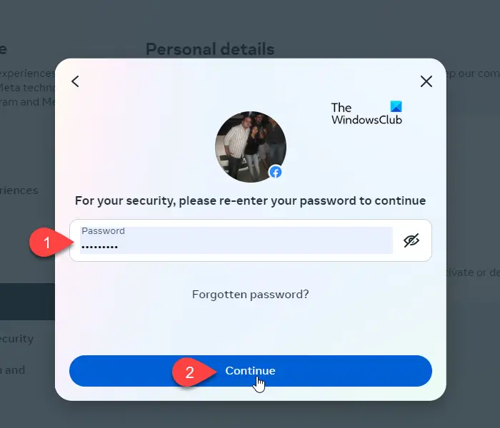 Re-enter password screen
