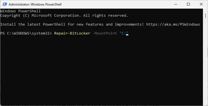 Repair BitLocker with PowerShell