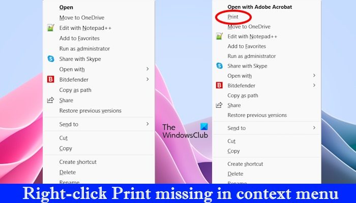 Right-click Print missing from Windows