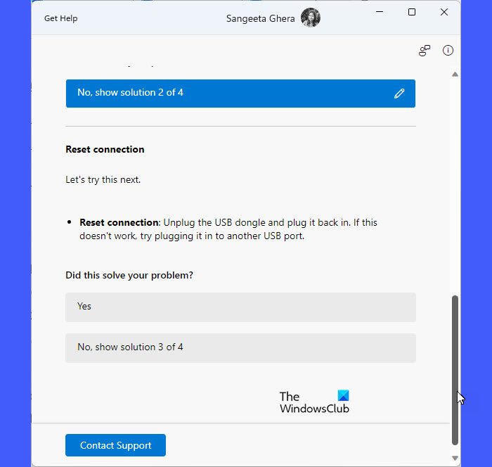 Running Keyboard Troubleshooter in Get Help app