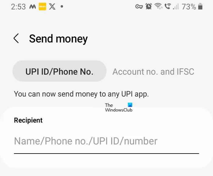 Send money through UPI