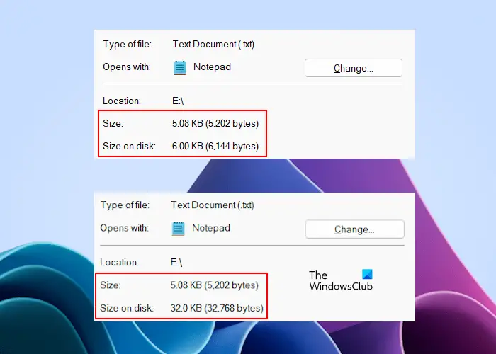 Size and Size on disk difference