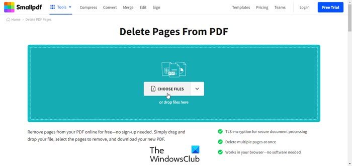 Smallpdf Delete PDF Pages