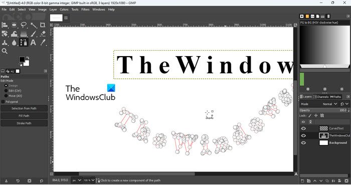 Text added to path in GIMP
