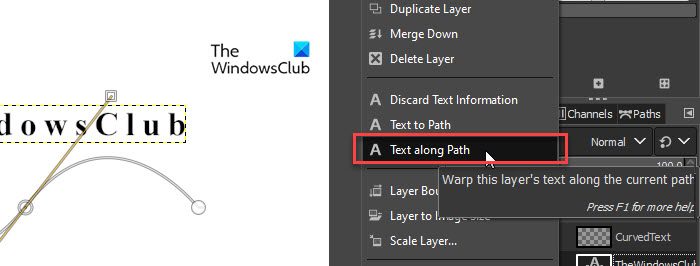 Text along Path in GIMP