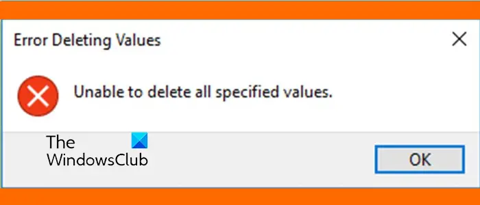 Unable to delete all specified values in REGEDIT
