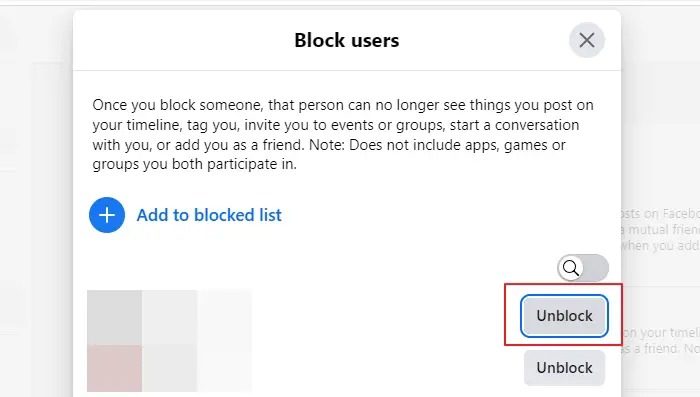 Unblock a blocked friend