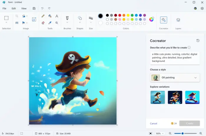 Using Cocreator in Paint