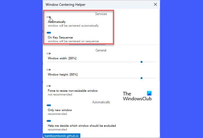 Using Windows Centering Helper