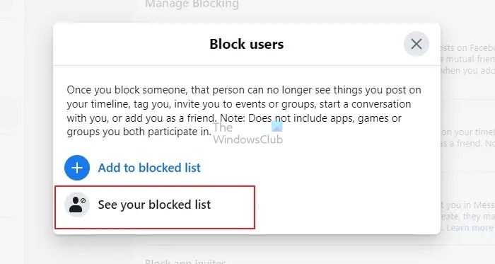 View Your Blocked List to Unblock