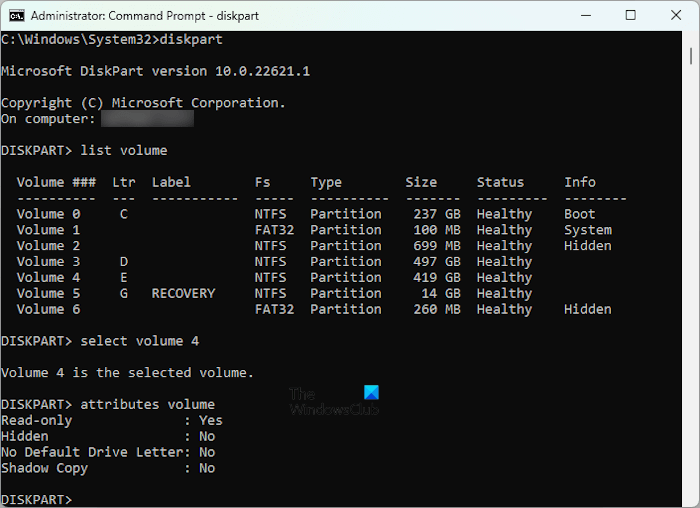 View disk partition attributes