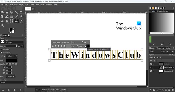 Write text in GIMP