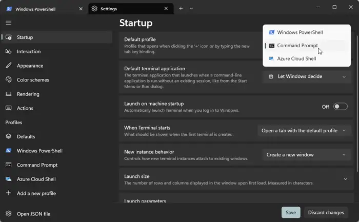 change Terminal to Command Prompt using the Terminal app