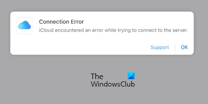 iCloud has encountered an error while trying to connect to the server