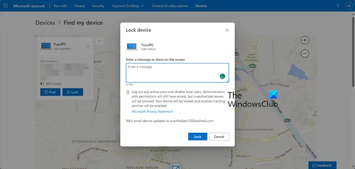 Remotely Lock or Unlock Windows device with Find My Device