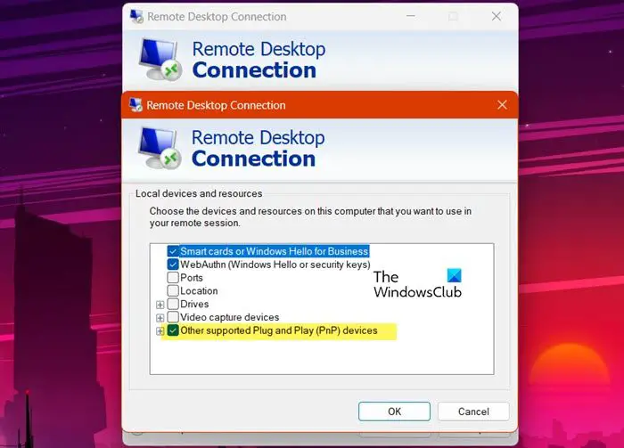 pnp support remote desktop
