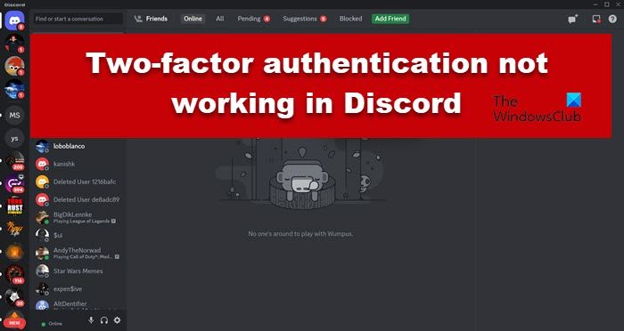Two-factor authentication not working in Discord