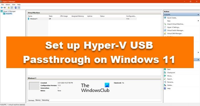set up Hyper-V USB Passthrough on Windows 11