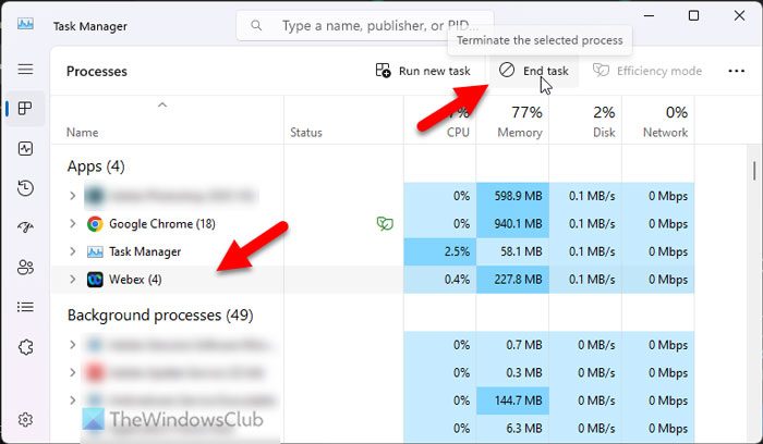 Cisco Webex not working or launching on Windows 11