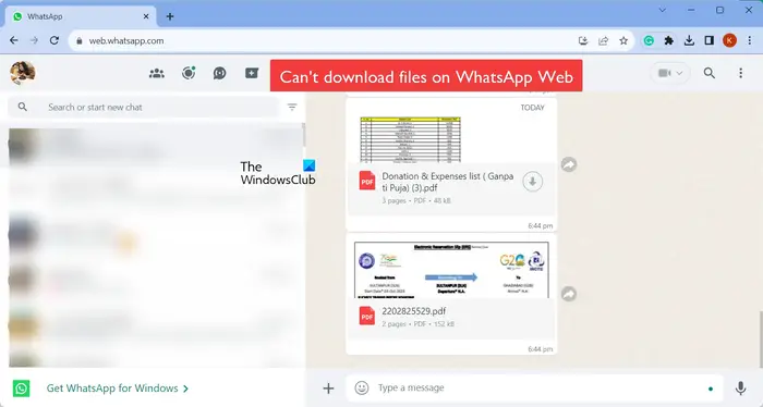 Whatsapp Web not downloading files