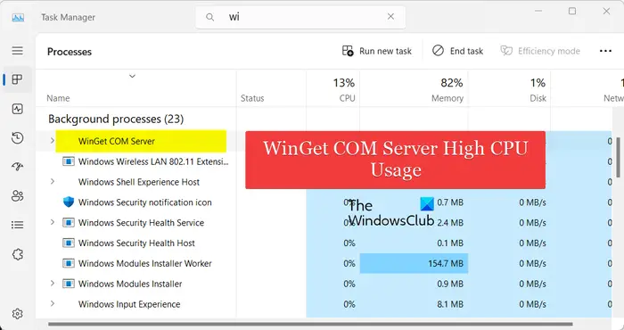 WinGet COM Server high CPU usage