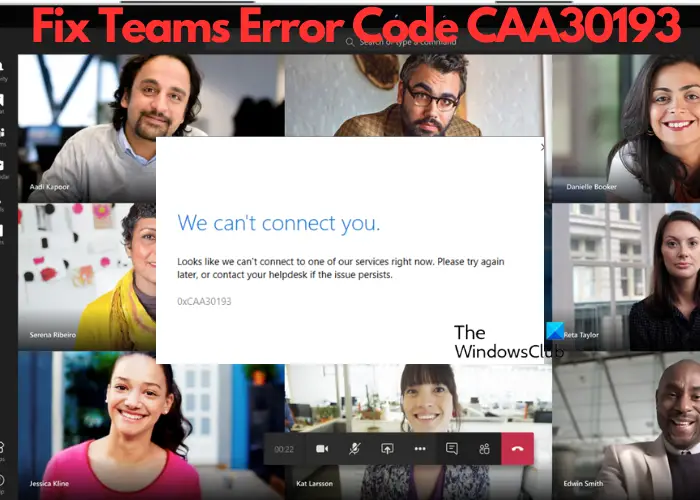 Código de error de equipos CAA30193