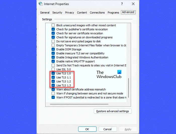 Change Internet Options