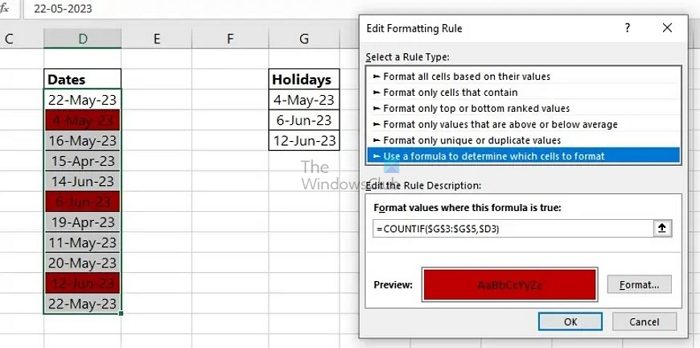 Conditional Formatting Holiday Highlight