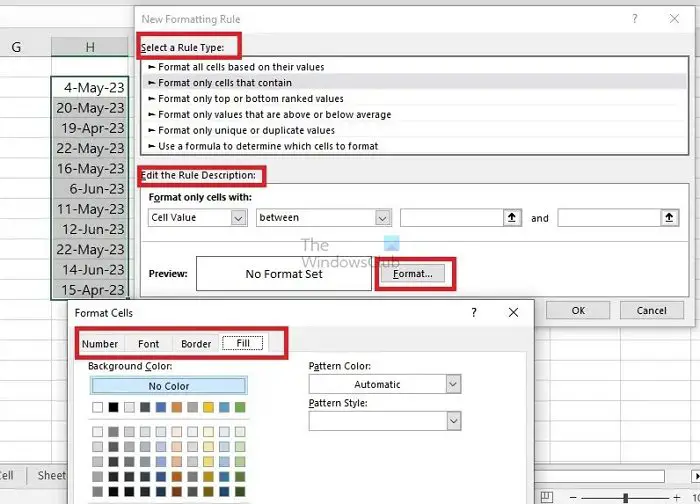 Conditional Formatting New Rule Setup