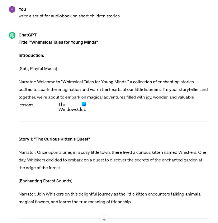 Create Audiobook scripts using ChatGPT