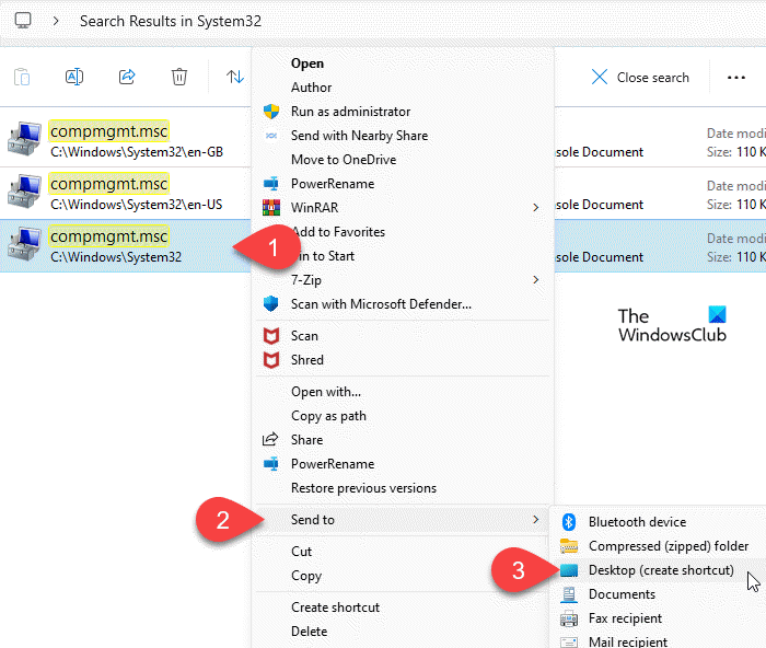 Creating shortcut for Computer Management