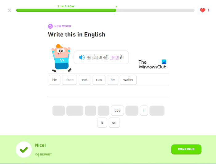 Duolingo practice exercises