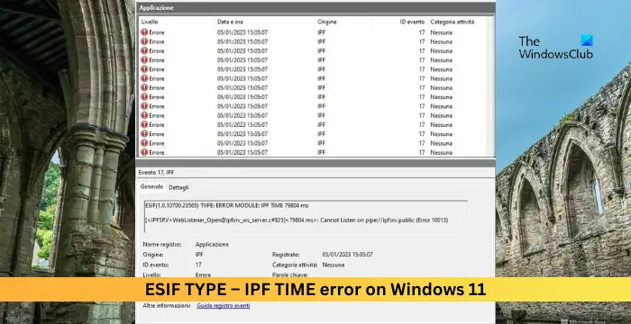 ESIF TYPE – IPF TIME error on Windows 11