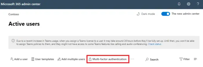 Enable MFA for Individual User Account