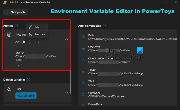 Environment Variable Editor in PowerToys