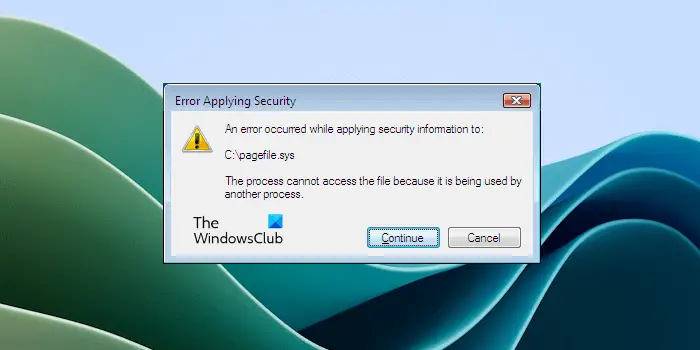 Error occured Pagefile