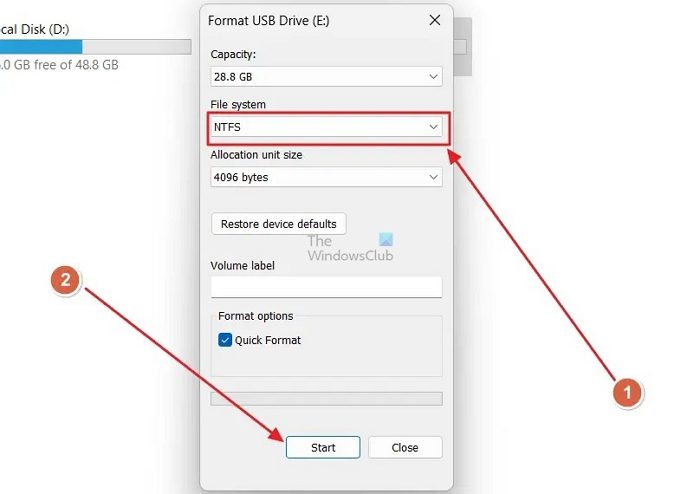 Format Sd Card as Ntfs in Window