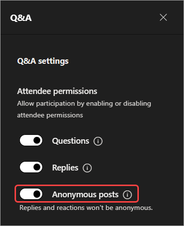 Hide attendee name in Q&A