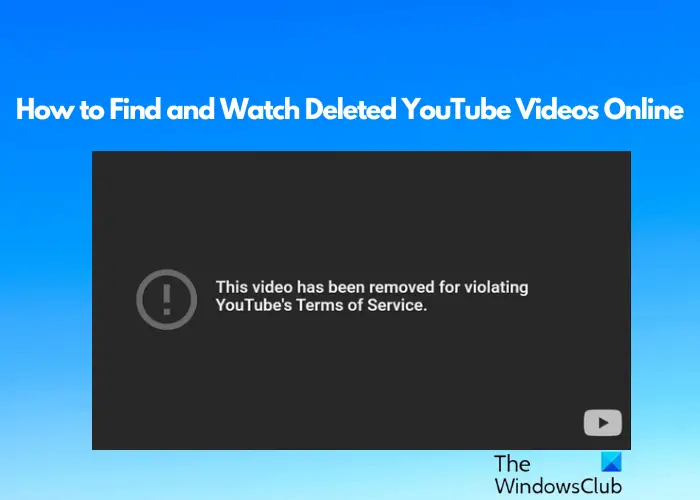 Find and watch deleted YouTube videos
