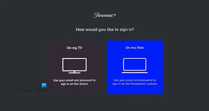 Login Paramount Plus on Samsung TV