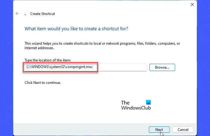 Open Computer Management using shortcut