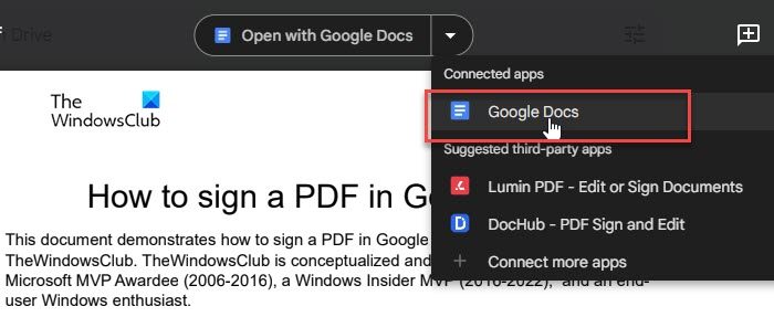 Open with option in Google Drive