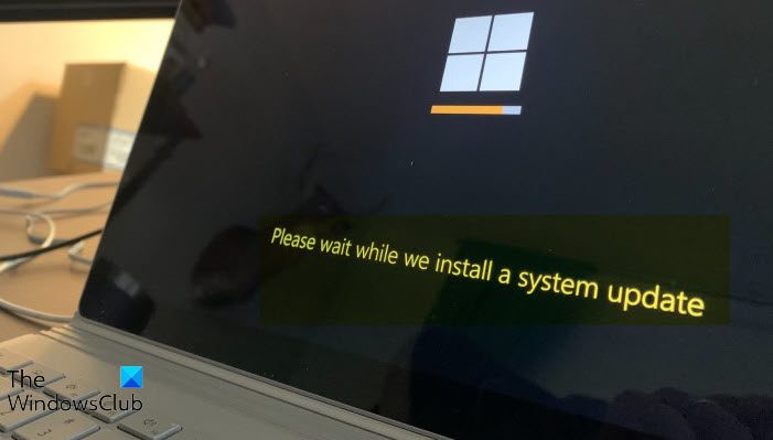 Please wait while we install a system update