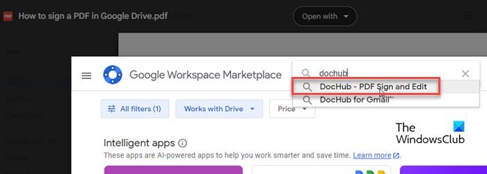 Searching add-on in Google Workspace Marketplace