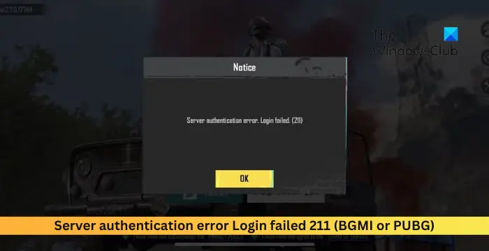 Server authentication error Login failed 211 (BGMI or PUBG)